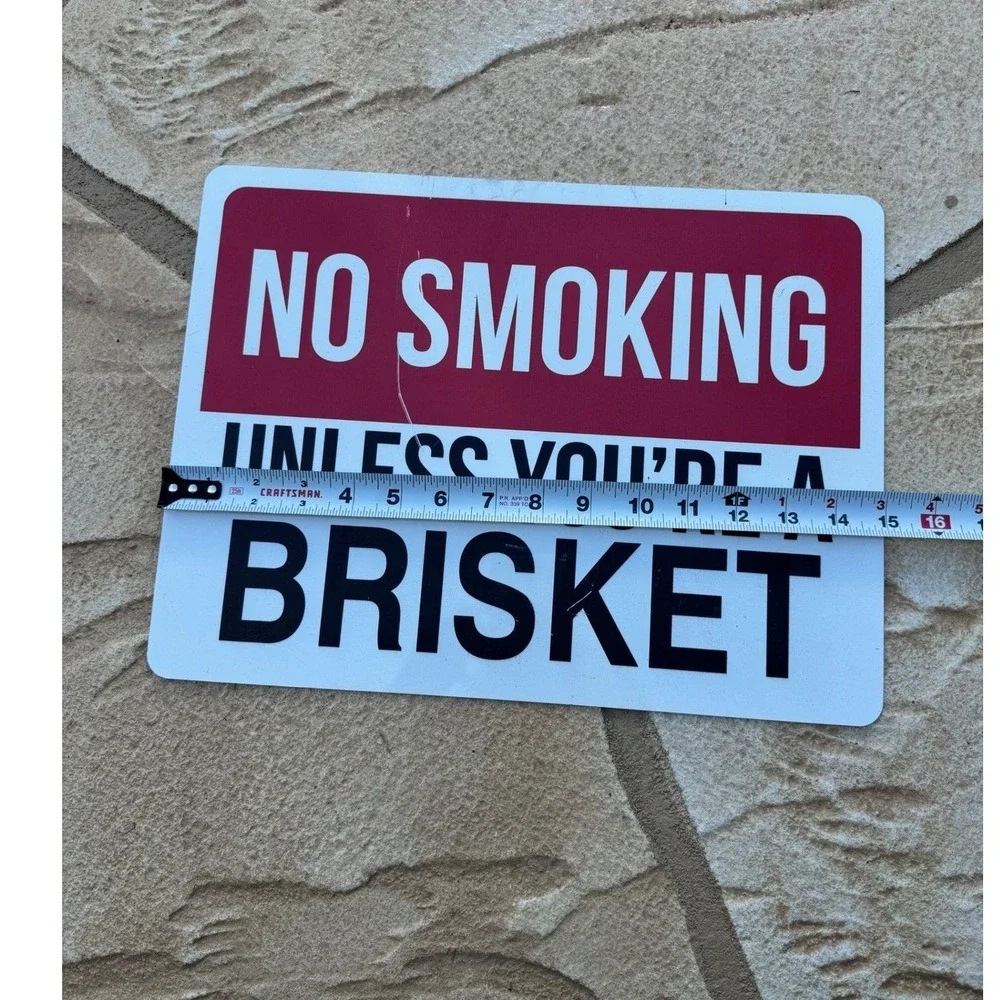 No Smoking Unless You Are a Brisket Metal Sign Funny BBQ‎ Grill Wall Decor 10x14